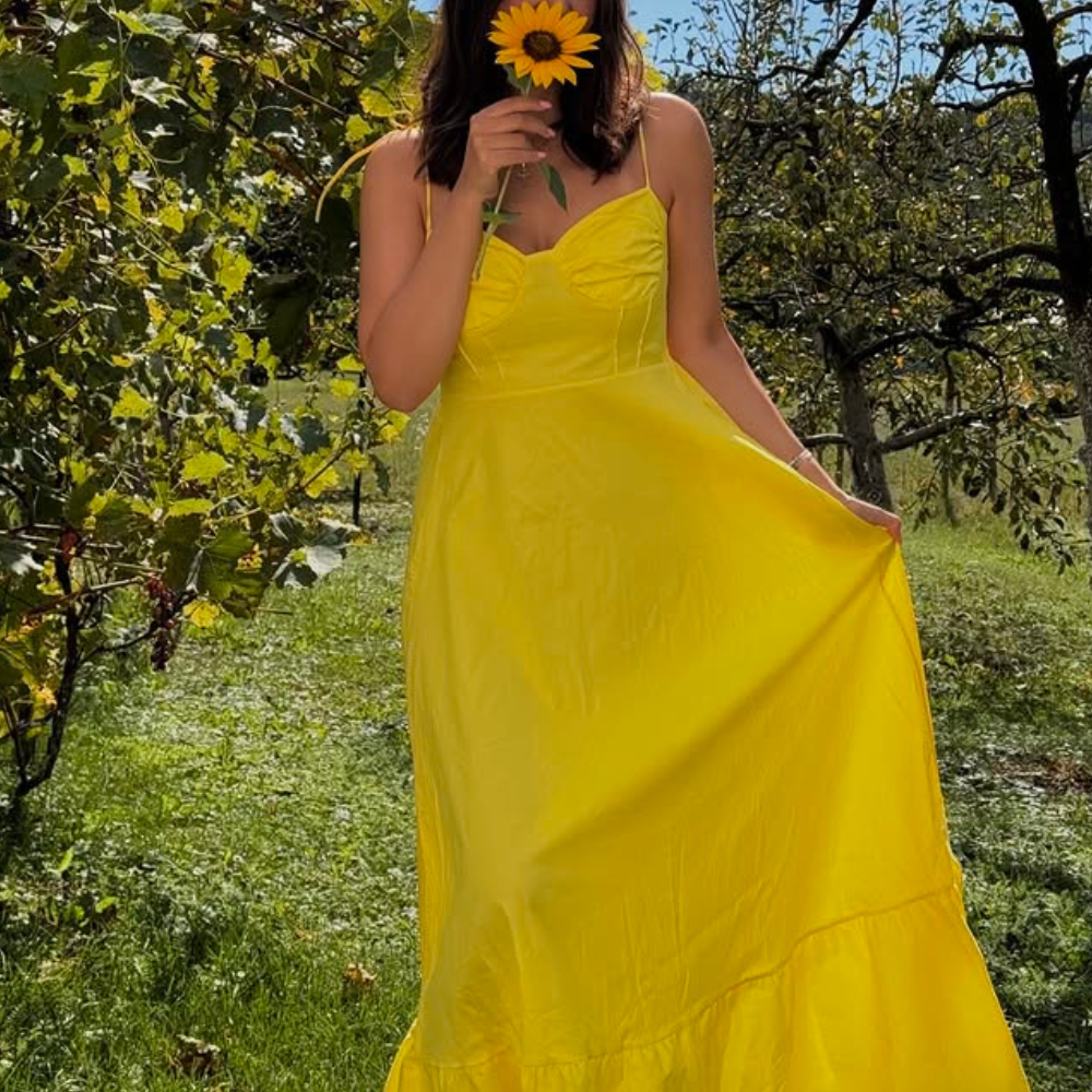 Żółta Letnia Sukienka Maxi